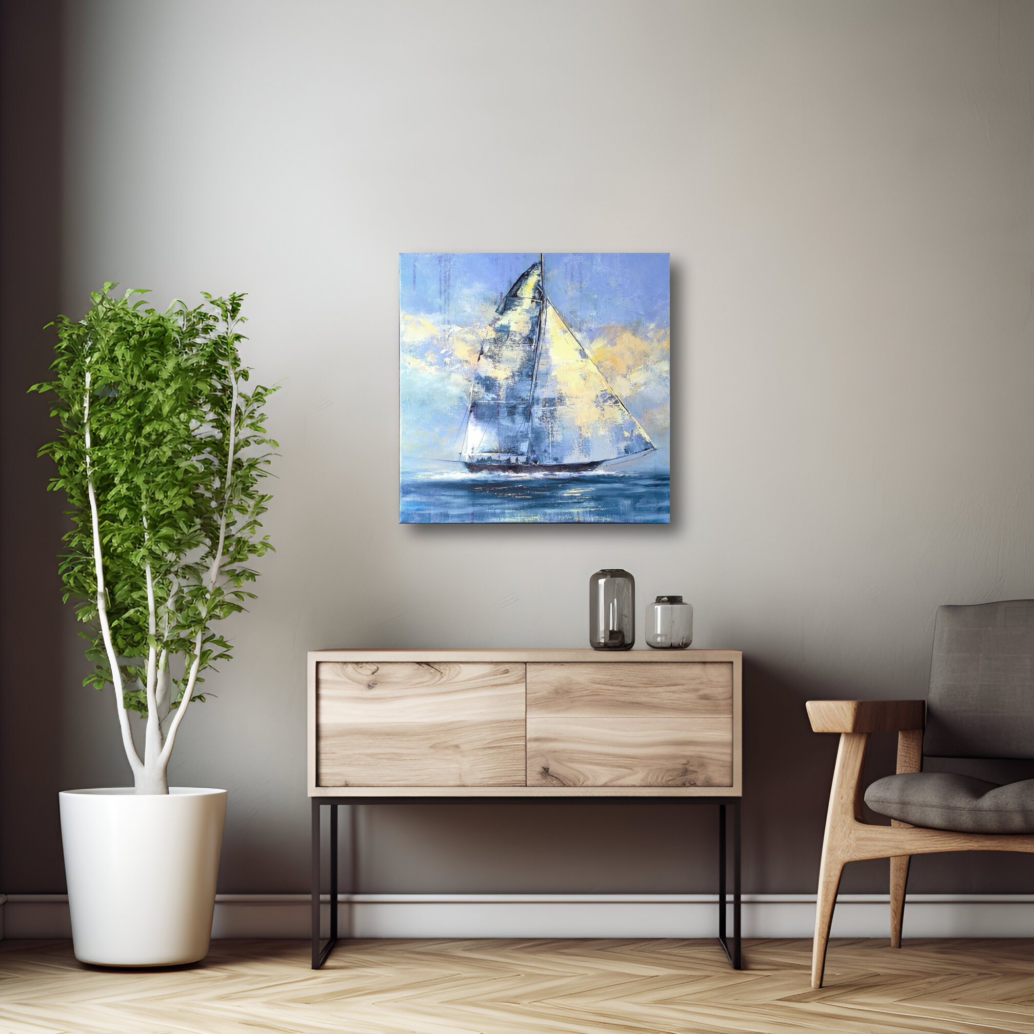 Paveikslas su laivu "SU PIRMAISIAIS SAULĖS SPINDULIAIS" - Image 4