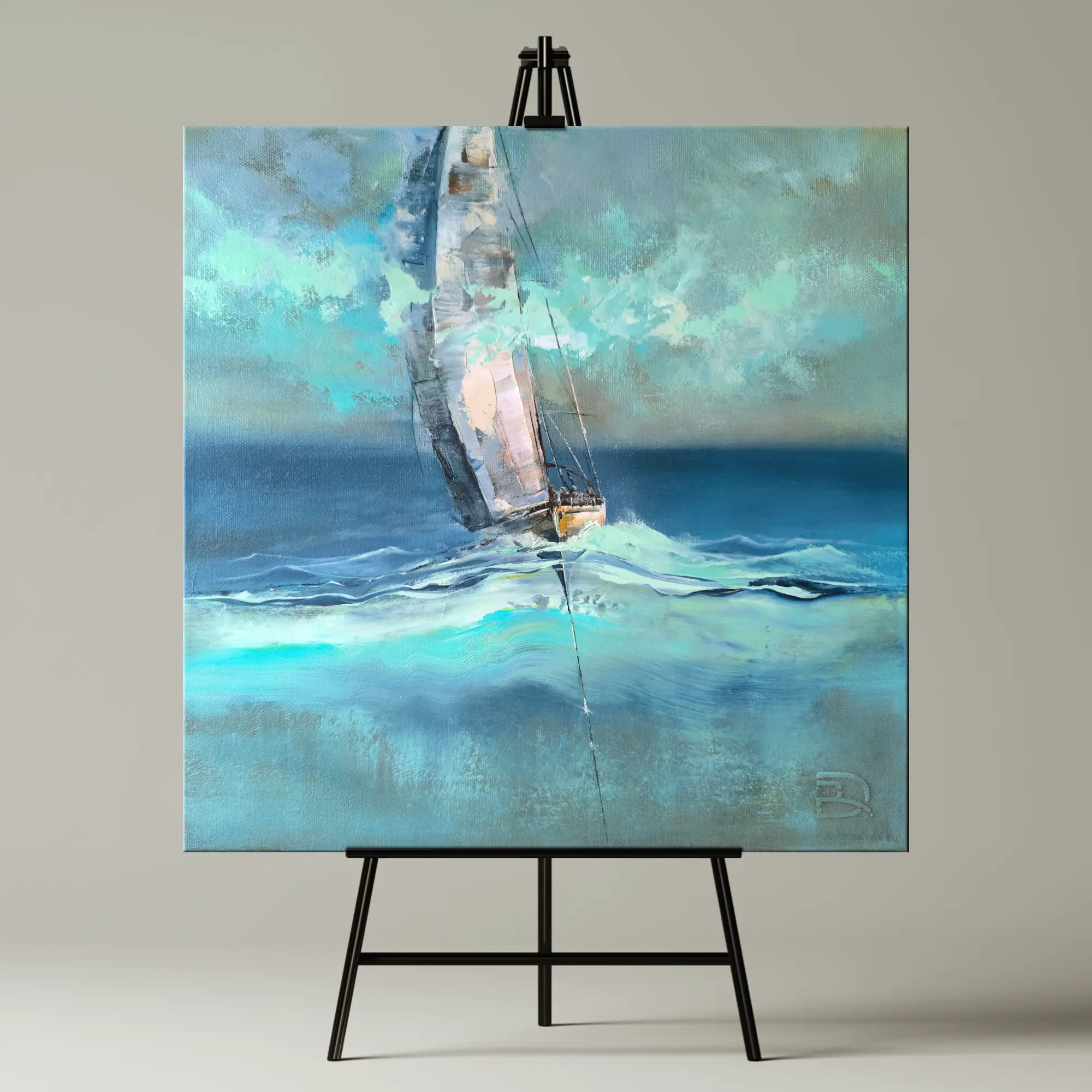 Mėtinis brizas giclée reprodukcija ant molberto, drobė 50x50 cm su burlaiviu